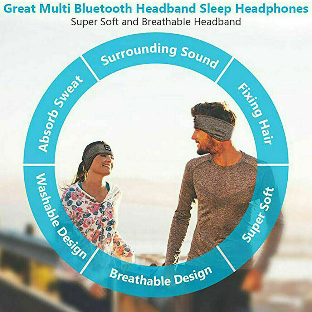 Wireless Bluetooth Headband Sleeping Eye Mask Headphones Headset Music Sports