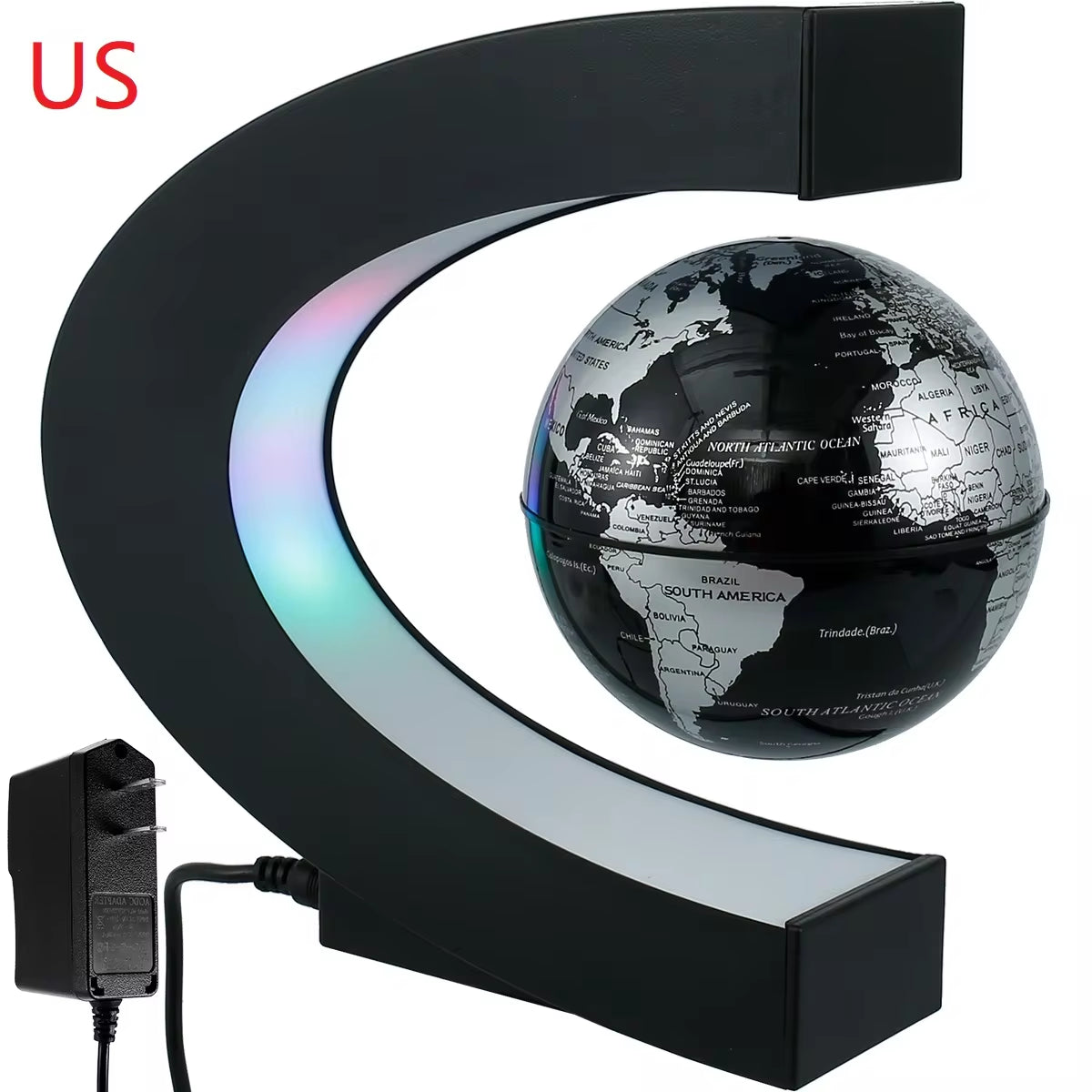 World Map Magnetic Levitation Globe LED Rotating Earth Floating Levitating Lamp O/C Shape Bedside Lights Novelty Birthday Gift