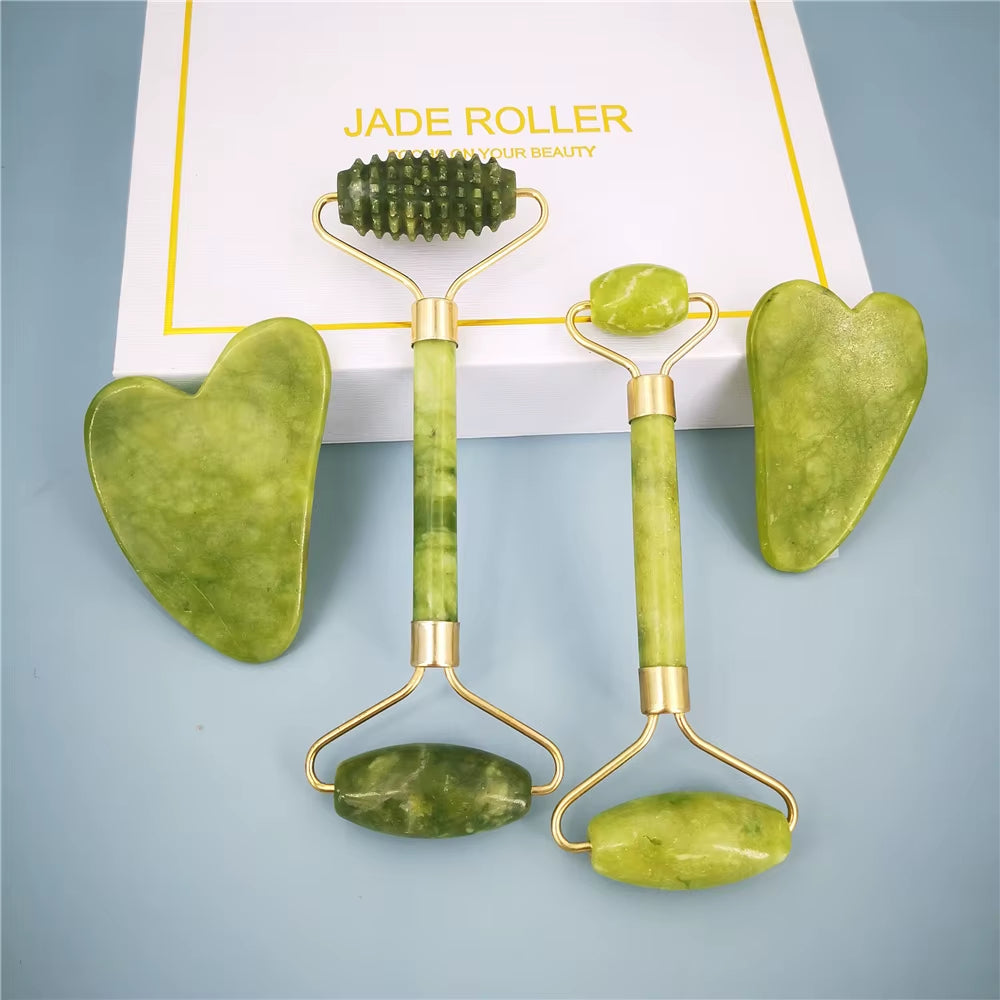 Facial Massage Roller Double Heads Jade Stone Face Lift Hands Body Skin Relaxation Slimming Beauty Health Care Skin Care Tools