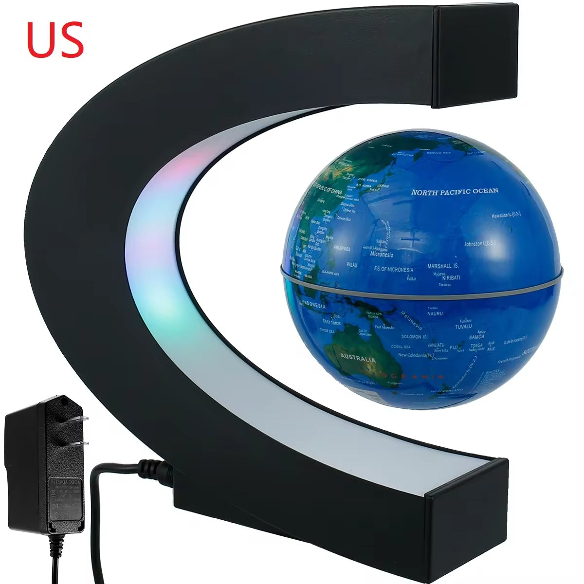 World Map Magnetic Levitation Globe LED Rotating Earth Floating Levitating Lamp O/C Shape Bedside Lights Novelty Birthday Gift