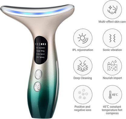 Face Massager 2024 New，Anti-Wrinkle Face Device，Portable Skin Tightening Beauty Toning Device with 45 ±5°C Heat and 4 Modes for Skintightening & Neck Lifting EMS Massage Face Toning Firming (Gradient)