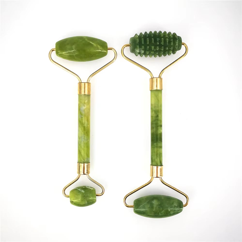 Facial Massage Roller Double Heads Jade Stone Face Lift Hands Body Skin Relaxation Slimming Beauty Health Care Skin Care Tools