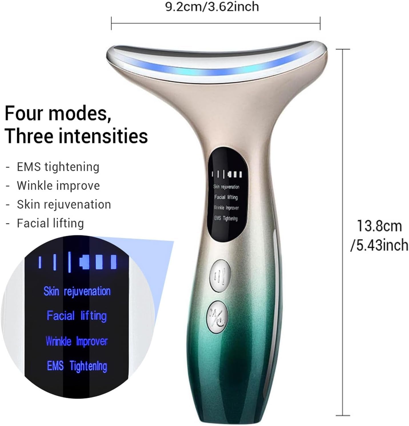 Face Massager 2024 New，Anti-Wrinkle Face Device，Portable Skin Tightening Beauty Toning Device with 45 ±5°C Heat and 4 Modes for Skintightening & Neck Lifting EMS Massage Face Toning Firming (Gradient)