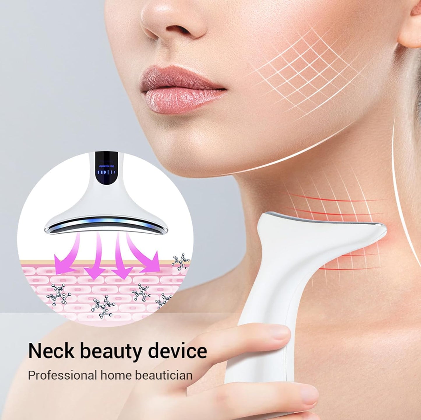 Face Massager 2024 New，Anti-Wrinkle Face Device，Portable Skin Tightening Beauty Toning Device with 45 ±5°C Heat and 4 Modes for Skintightening & Neck Lifting EMS Massage Face Toning Firming (Gradient)