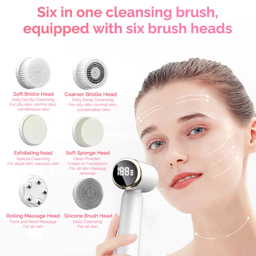 Silicone Facial Cleansing Brush Waterproof Face Cleaner Blackhead Removal Acne Pore Clean Skin Rejuvenation Beauty Care Machine