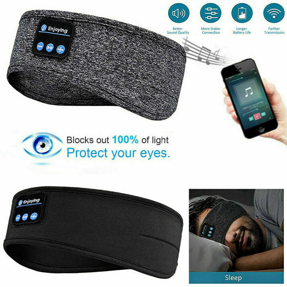 Wireless Bluetooth Headband Sleeping Eye Mask Headphones Headset Music Sports